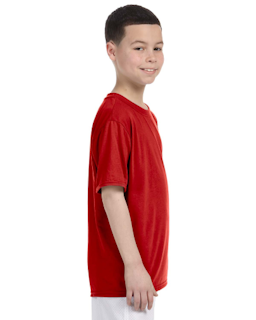 Sample of Gildan G420B - Youth Performance 100% Polyester T in RED from side sleeveleft