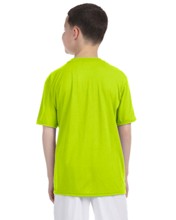 Sample of Gildan G420B - Youth Performance 100% Polyester T in SAFETY GREEN from side back