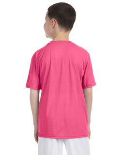 Sample of Gildan G420B - Youth Performance 100% Polyester T in SAFETY PINK from side back