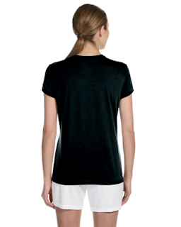 Sample of Gildan G420L - Ladies' Performance 100% Polyester Tee in BLACK from side back
