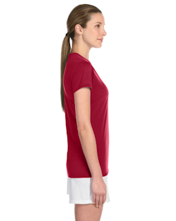 Sample of Gildan G420L - Ladies' Performance 100% Polyester Tee in CARDINAL RED from side sleeveleft