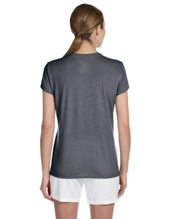 Sample of Gildan G420L - Ladies' Performance 100% Polyester Tee in CHARCOAL from side back