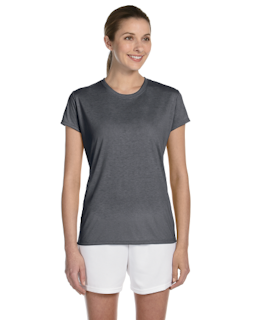 Sample of Gildan G420L - Ladies' Performance 100% Polyester Tee in CHARCOAL from side front