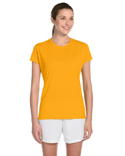 Sample of Gildan G420L - Ladies' Performance 100% Polyester Tee in GOLD from side front