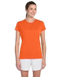 Sample of Gildan G420L - Ladies' Performance 100% Polyester Tee in ORANGE from side front