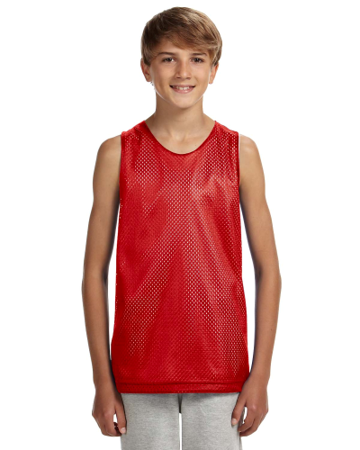 Sample of A4 N2206 Youth Reversible Mesh Tank in SCARLET WHITE style