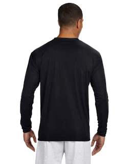 Sample of A4 N3165 - Men's Long-Sleeve Cooling Performance Crew in BLACK from side back