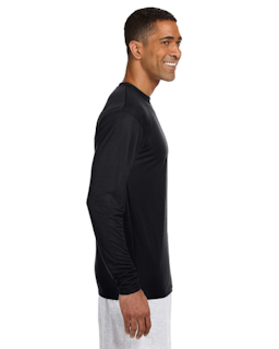 Sample of A4 N3165 - Men's Long-Sleeve Cooling Performance Crew in BLACK from side sleeveleft