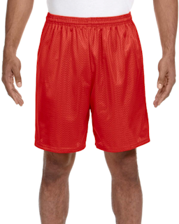 Sample of A4 N5293 Adult Seven Inch Inseam Mesh Short in SCARLET from side front