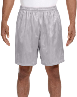 Sample of A4 N5293 Adult Seven Inch Inseam Mesh Short in SILVER from side front