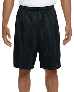 Sample of A4 N5296 Adult Nine Inch Inseam Mesh Short in BLACK from side front