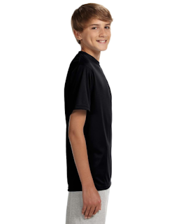 Sample of A4 NB3142 Youth Short-Sleeve Cooling Performance Crew in BLACK from side sleeveleft