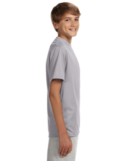 Sample of A4 NB3142 Youth Short-Sleeve Cooling Performance Crew in SILVER from side sleeveleft