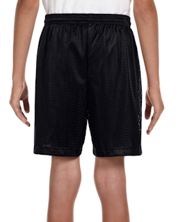 Sample of A4 NB5301 Youth Six Inch Inseam Mesh Short in BLACK from side back
