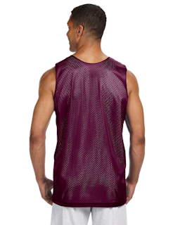 Sample of A4 NF1270 Men's Reversible Mesh Tank in MAROON WHITE from side back