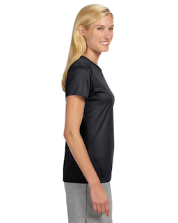 Sample of A4 NW3201 Ladies' Short-Sleeve Cooling Performance Crew in BLACK from side sleeveleft