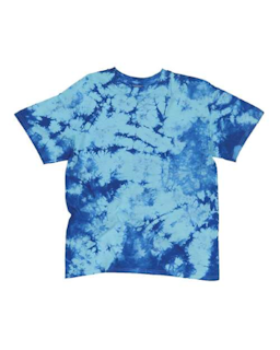 Sample of Crystal Tie Dyed T-Shirt in Cobalt Soft Turquoise from side front