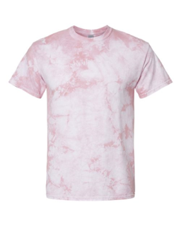 Sample of Crystal Tie Dyed T-Shirt in Rose from side front
