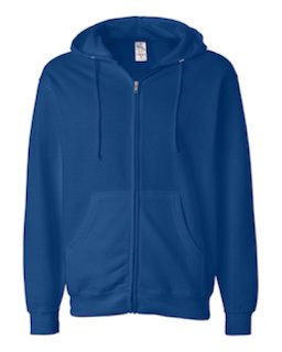 Sample of Midweight Full-Zip Hooded Sweatshirt in Royal from side front