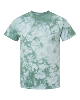 Sample of Crystal Tie Dyed T-Shirt in Moss from side front