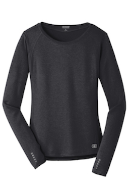Sample of OGIO ENDURANCE Ladies Long Sleeve Pulse Crew in Blacktop from side front