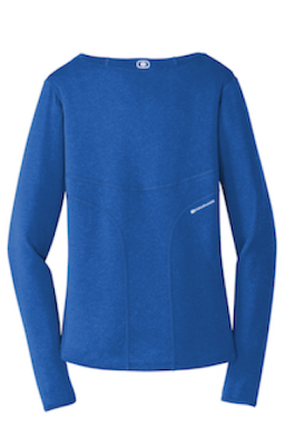 Sample of OGIO ENDURANCE Ladies Long Sleeve Pulse Crew in Electric Blue from side back