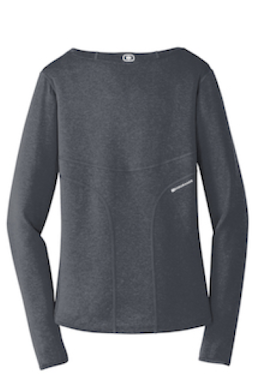 Sample of OGIO ENDURANCE Ladies Long Sleeve Pulse Crew in Gear Grey from side back
