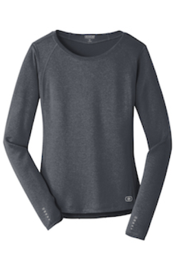 Sample of OGIO ENDURANCE Ladies Long Sleeve Pulse Crew in Gear Grey from side front