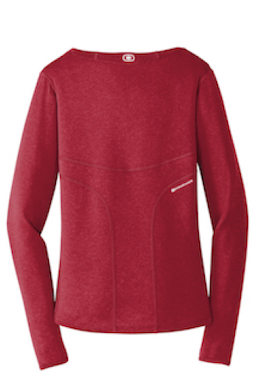 Sample of OGIO ENDURANCE Ladies Long Sleeve Pulse Crew in Ripped Red from side back