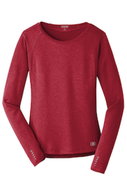Sample of OGIO ENDURANCE Ladies Long Sleeve Pulse Crew in Ripped Red from side front