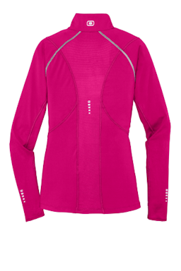 Sample of OGIO ENDURANCE Ladies Nexus 1/4-Zip Pullover in Flush Pink from side back