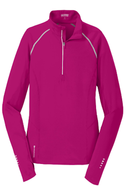 Sample of OGIO ENDURANCE Ladies Nexus 1/4-Zip Pullover in Flush Pink from side front