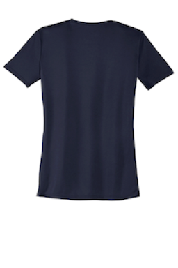 Sample of Port & Company Ladies Essential Performance Tee in Deep Navy from side back