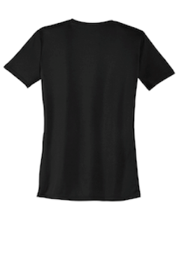 Sample of Port & Company Ladies Essential Performance Tee in Jet Black from side back