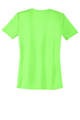 Sample of Port & Company Ladies Essential Performance Tee in Neon Green from side back