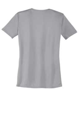 Sample of Port & Company Ladies Essential Performance Tee in Silver from side back