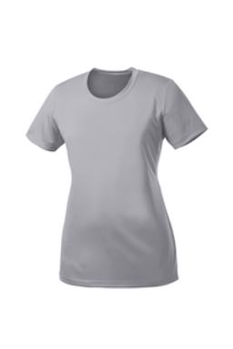 Sample of Port & Company Ladies Essential Performance Tee in Silver from side front
