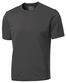 Sample of Port & Company Essential Performance Tee in Charcoal from side front