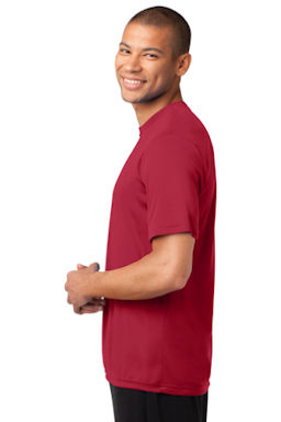 Sample of Port & Company Essential Performance Tee in Red from side sleeveright